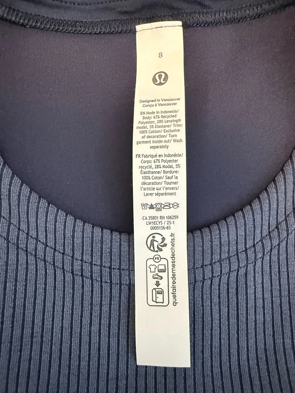 lululemon athletica Navy Ribbed Sleeveless Shift Dress
